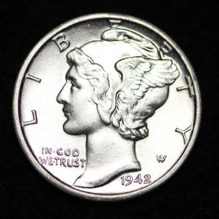 Uncirculated 1942 Mercury Dime Coin photo