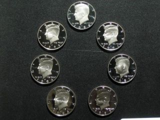 1986s,  1987s,  1991s To 1995s (7) Kennedy Half Dollars - Gem Cameo Proof photo