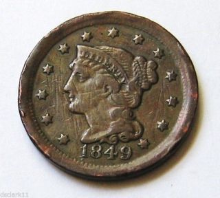 1849 Braided Hair Large Cent photo