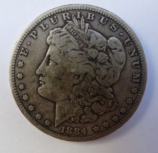 1884 - S Morgan Dollar Key Date Fine F Silver photo