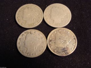 4 Better Date Liberty V Nickels 1893 1892 1912 Better 1912 - D photo
