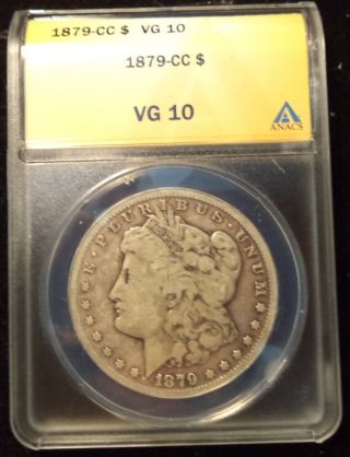 1879 Cc Morgan Silver Dollar Anacs Cert Vg 10 photo