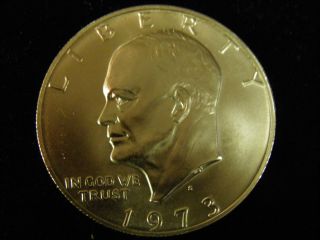 1973 - S Eisenhower Silver Dollar (40.  0% Silver) Unc.  (s/h.  99 Reserve photo