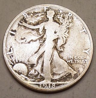 1918 - S Walking Liberty Silver Half Dollar A Good Coin photo