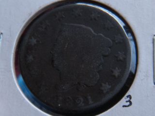 1821 Coronet Head Large Cent Key Date 3 photo