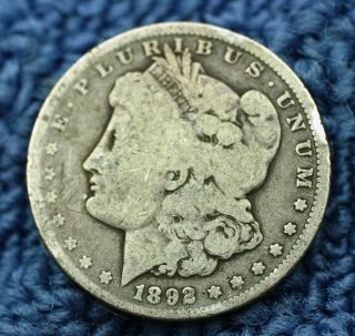 1892 Cc Morgan Silver Dollar Minted In Carson City Item 76 photo