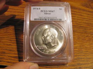 1974 - S (silver) Eisenhower (ike) $1 Pcgs Ms67 photo