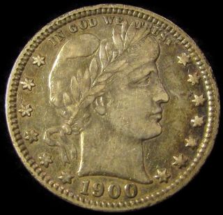1900 Barber Quarter…nicely Toned Album Coin W/ Full Liberty & Sharp Details…nr photo