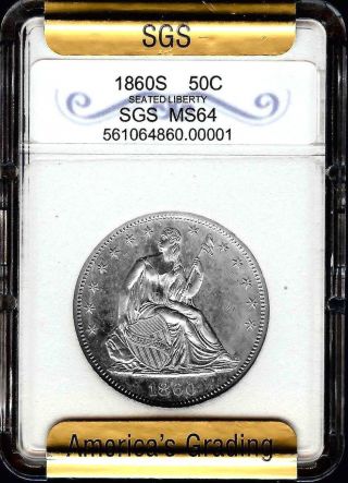50c 1860 - S Seated Half Dollar,  Choice Bu,  Very Rare Civil War Date photo