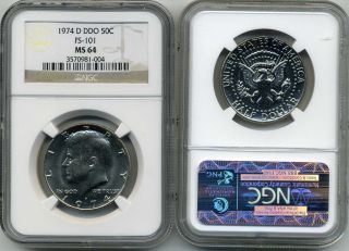1974 - D Double Die Kennedy Fs - 101 Ngc Ms 64 Rare photo