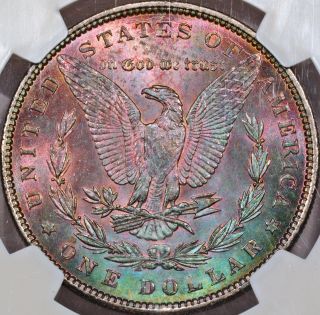 1887 Morgan Silver Dollar Ngc Ms65 Rainbow Toned Gem Colorful Toning photo