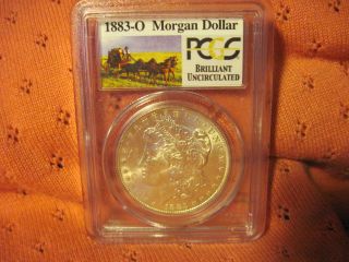 Pcgs Stagecoach 1883 - 0 Morgan Silver Dollar In Brilliant Uncirculated photo