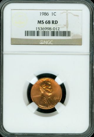 1986 Lincoln Cent Ngc Ms68 Red Pop - 17 With Only 1 Finer Very Rare photo
