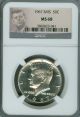 1967 Kennedy Silver Half Ngc Ms68 Pq 2nd Finest Graded 3802823 - 041 Half Dollars photo 1