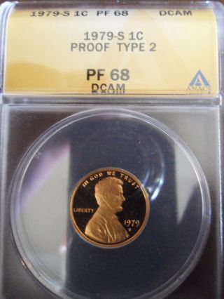 1979 S Type 2 Proof 68 Deep Cameo Anacs Graded Lincoln Cent photo