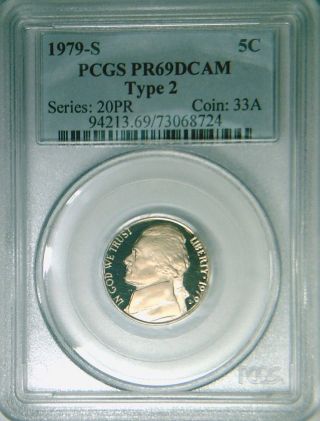 1979s Type 2 Pcgs Pr69 Dcam Jefferson Nickel 5 Cents photo