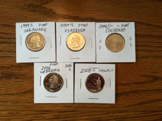 9 Mixed Date Washington Proof State Quarters.  No Silver photo