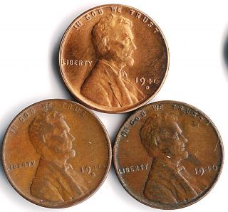 1946 Pds Lincoln Cent Trio photo