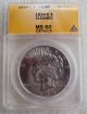 1934 - D Peace Silver Dollar Coin Graded Anacs Ms60 Cleaned Dollars photo 2