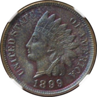 1899 1c Indian Head Cent | Ngc Ms63bn | Purple Toning photo