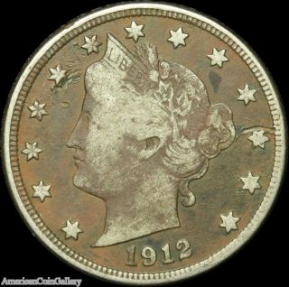 1912 D Liberty V Nickel 5c Vf/xf Rare Us Coin Collectible C7 photo