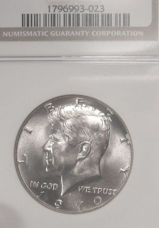 1970 - D Kennedy Half Ngc Ms - 66 Coin photo