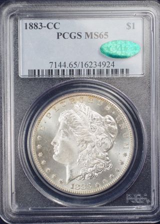 1883 - Cc Pcgs Ms65 Cac Silver Morgan Dollar photo
