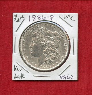1886 Bu Unc Morgan Silver Dollar 10960 Ms++++ Coin Us Rare Key Date Estate photo