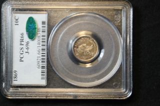 1869 U.  S.  Ten Cents Pattern Coin J - 696 Pr 66 Pcgs Cac photo