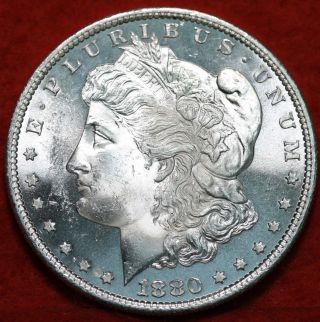 Uncirculated 1880 - S Silver Morgan Dollar S/h photo