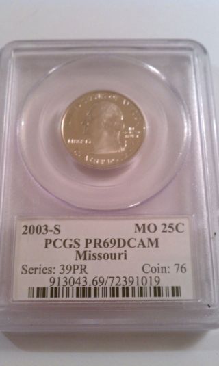 2003 S Missouri State Proof Quarter Pcgs Pr 69 Deep Cameo photo