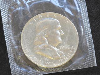 1956 - P Franklin Half Dollar 90% Silver Proof U.  S.  Coin D0310 photo