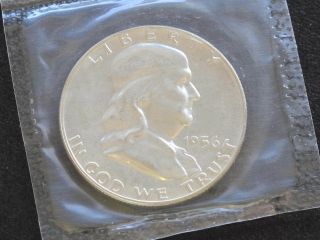 1956 - P Franklin Half Dollar 90% Silver Proof U.  S.  Coin D0308 photo