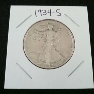 1934 S Walking Liberty 90% Silver Half Dollar.  900 Fine Silver & Usa Ship ' N photo
