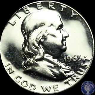 1963 Silver Franklin Gem Proof Strike Half Dollar Fine Us Coin 24 photo