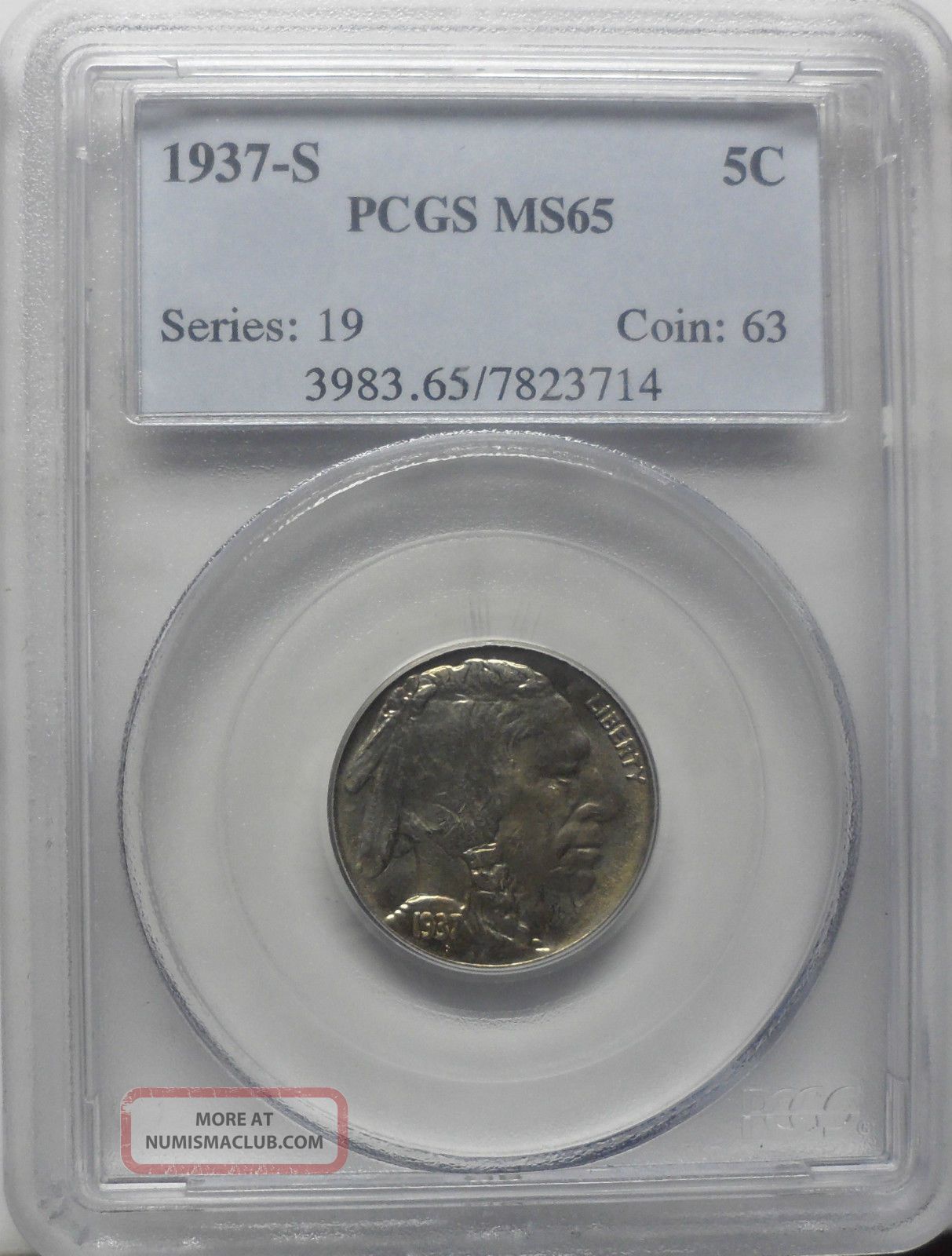 1937 - S Buffalo Nickel Pcgs Ms 65