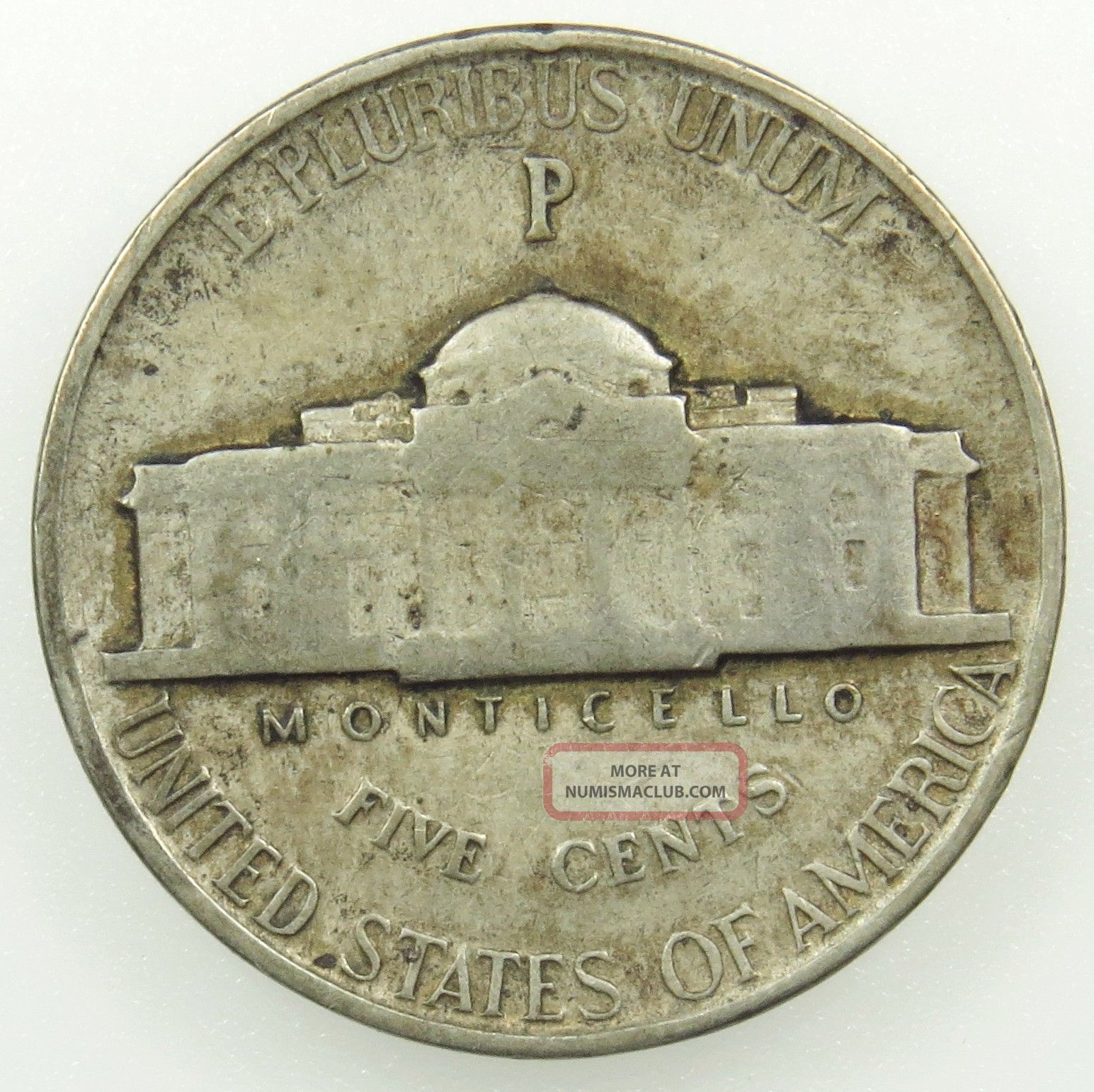 1943 P Jefferson Silver War Nickel – Wartime Issue, 35% Silver, Circulated G/VG+