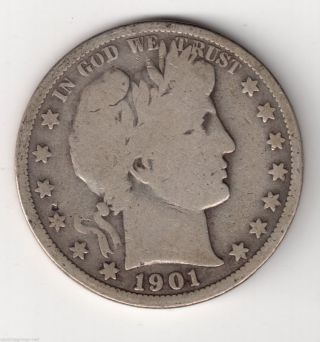 1901 - S 50c Barber Silver Half Dollar photo