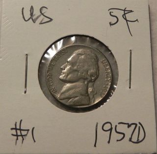 1957d Us Jefferson Nickel (1) - - Vg To Vf photo