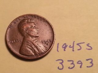 1945 - S 1c Rb Lincoln Cent - Fine Wheat Penny (3393) photo