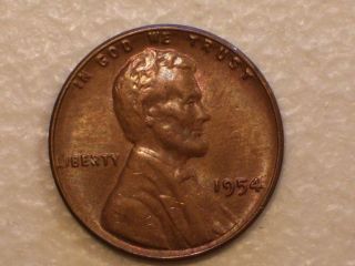 Us 1954 Lincoln Wheat Small Cent,  Au,  Die Break Cud,  Die Shift On 4 In Date photo