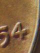 Us 1954 Lincoln Wheat Small Cent,  Au,  Die Break Cud,  Die Shift On 4 In Date Small Cents photo 3