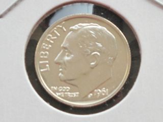 1961 - P Roosevelt Dime 90% Silver Brilliant Uncirculated U.  S.  Coin D0175 photo
