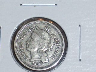 1866 Three Cent Nickel - - - 3 Cents - - - Details photo