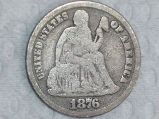 1876 Cc Seated Liberty Dime Doubled Die Obverse photo