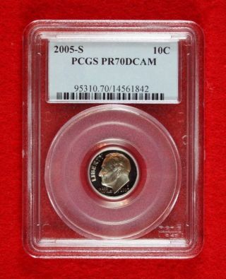 , Perfect 2005 - S Proof Roosevelt Dime Graded Pr 70 Dcam By Pcgs photo