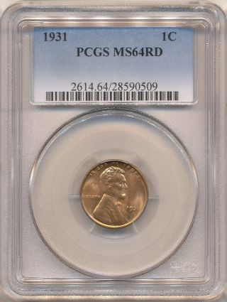 1931 Lincoln Cent Ms64 Rd Pcgs.  Red Gem photo