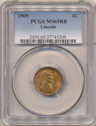 1909 Lincoln Cent Ms65rb Pcgs.  Mostly Red Gem photo
