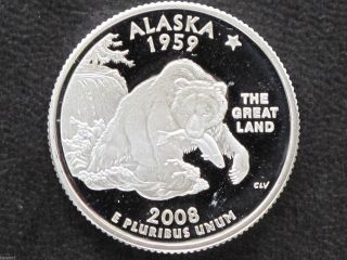 2008 - S Alaska Statehood Silver Quarter Dcam Proof U.  S.  Coin D2368 photo