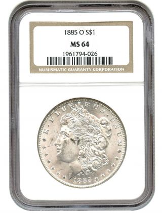 1885 - O $1 Ngc Ms64 Morgan Silver Dollar photo